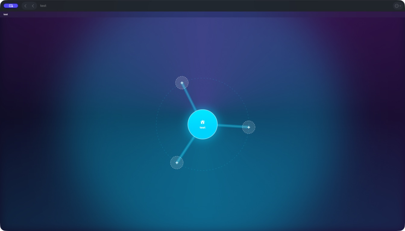 BareMind canvas showing a central topic with connected branches